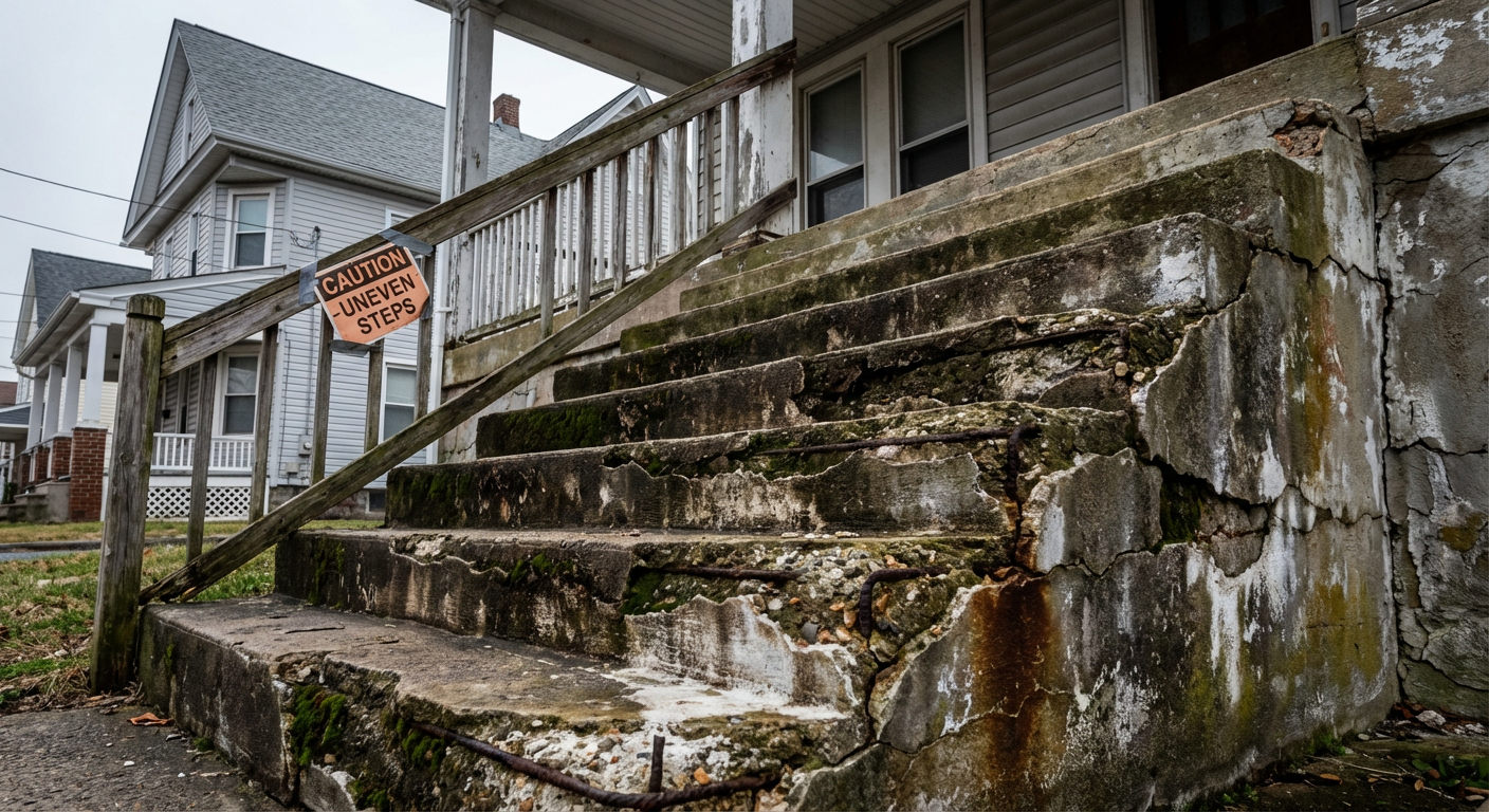 Crumbling brick and concrete masonry before repair